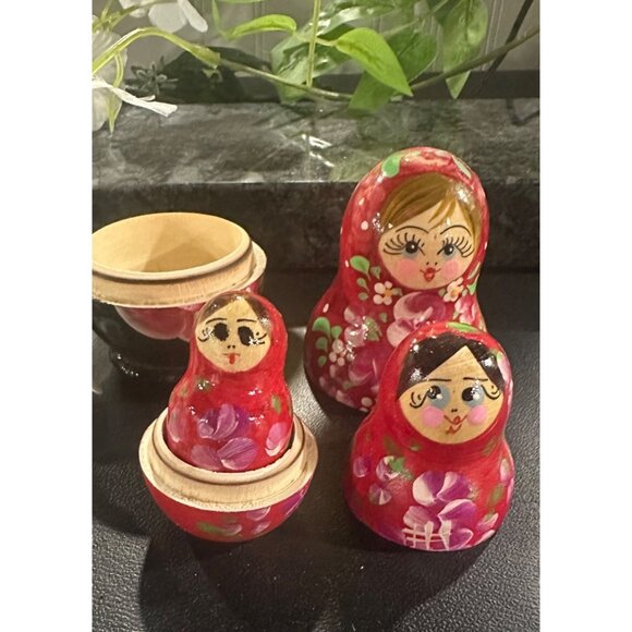 Hand-Painted Russian Nesting Dolls Set  5 Pieces Bright Floral Design Vintage - Picture 5 of 11